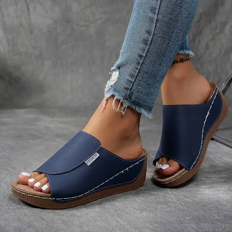 Marchéa | Mules Compensées en Cuir Respirant